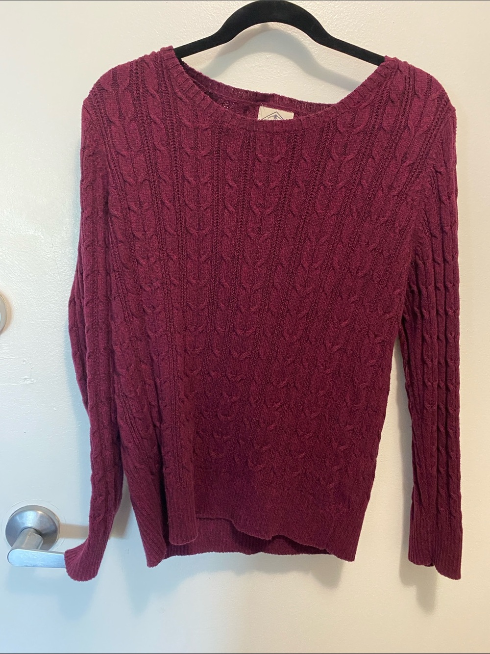 St. John's Bay Cable Knit Crew Sweater - Wine